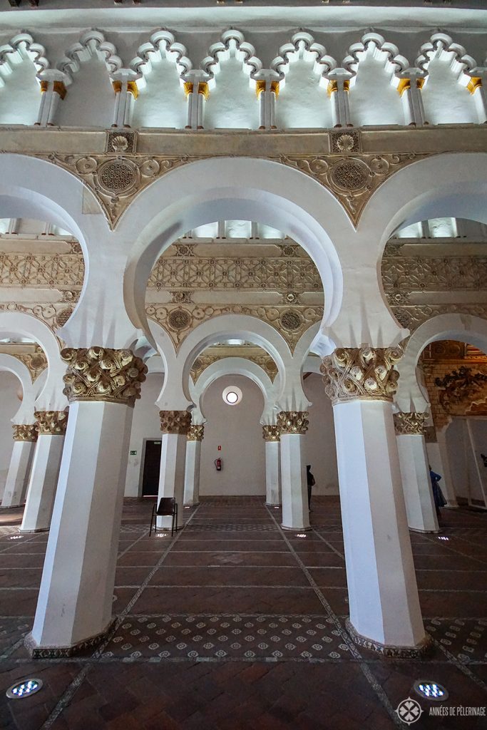 The white arches of the Synagogue of Santa María la Blanca in Toledo, Spain