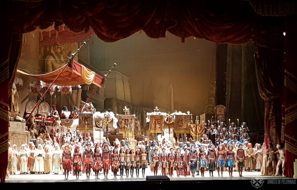 A performance of Guiseppe Verdi's Aida at the Scala