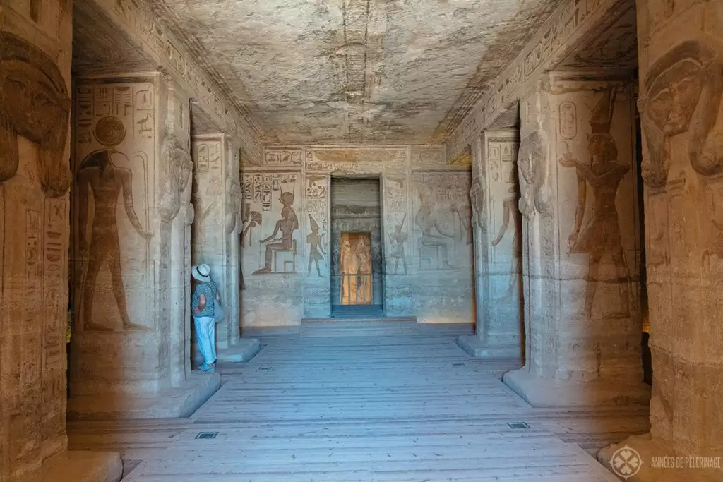 Inside the small temple of Nefertari in Abu Simbel, Egypt