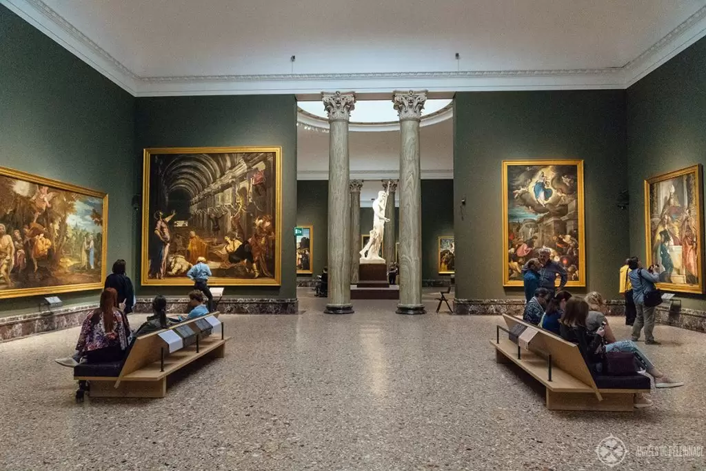 The galleries inside the Inside the Pinacoteca di Brera in Milan, Italy