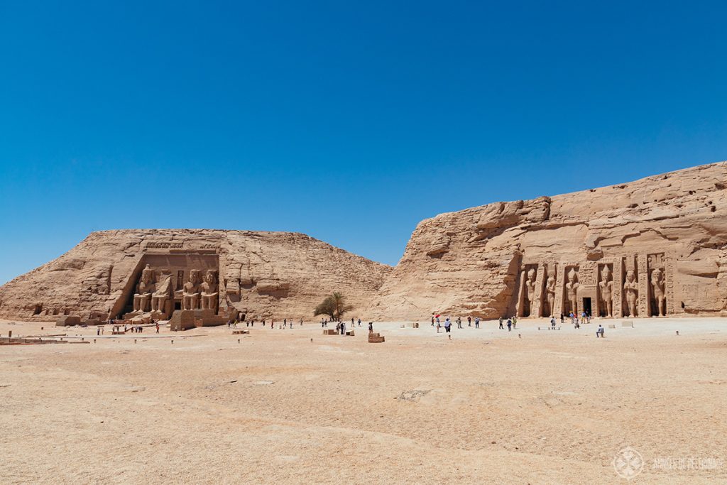 Panorama of the great and small temple in Abu Simbel, Egypt