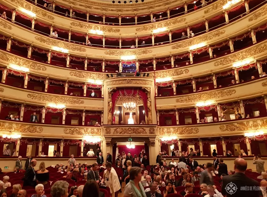 The Auditorium inside the Teatro alla Scala in Milan, Italy, just before the start of a show