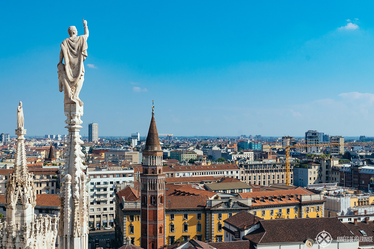 The view of Milan from the Terrace of the Duomo in Milan, Italy