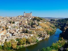 The classic panoramic view of Toledo pain witht he river tagus in the foreground