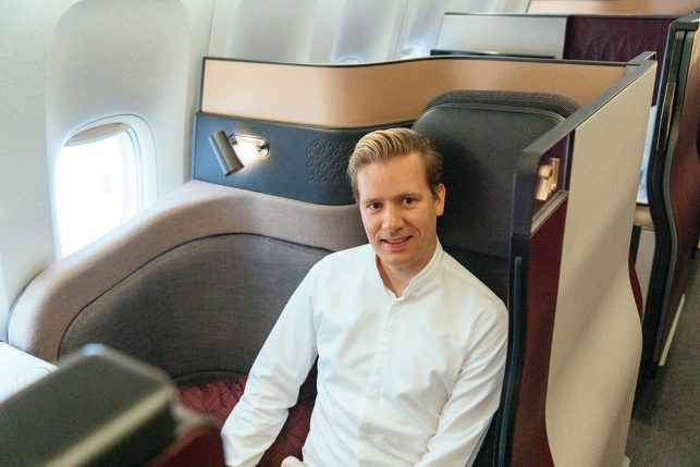 Me on a qatar airlines business class