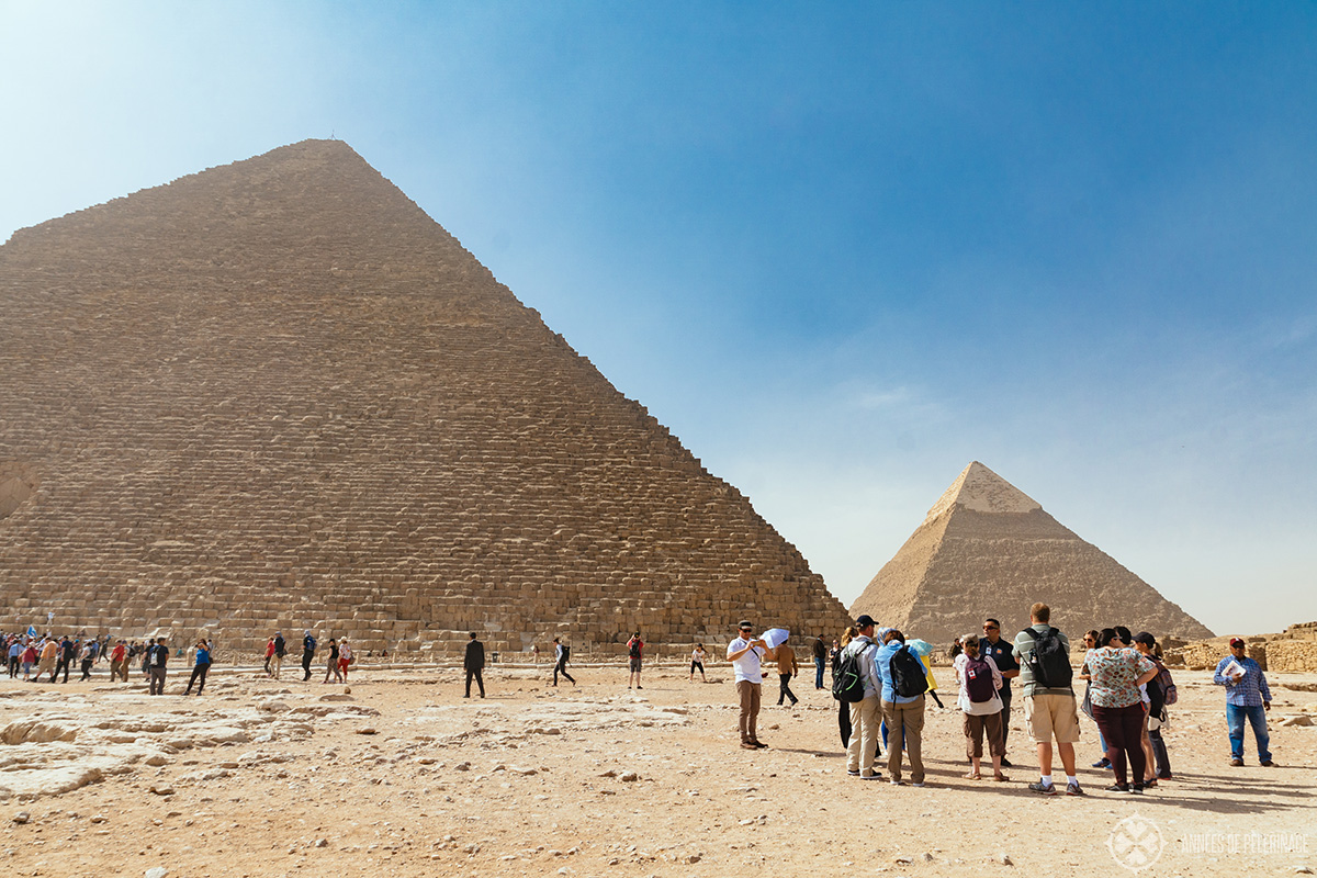 View right behind the Entrance to the Pyramids plateau in Giza near Cairo - This is where your Egypt pyramids tour starts