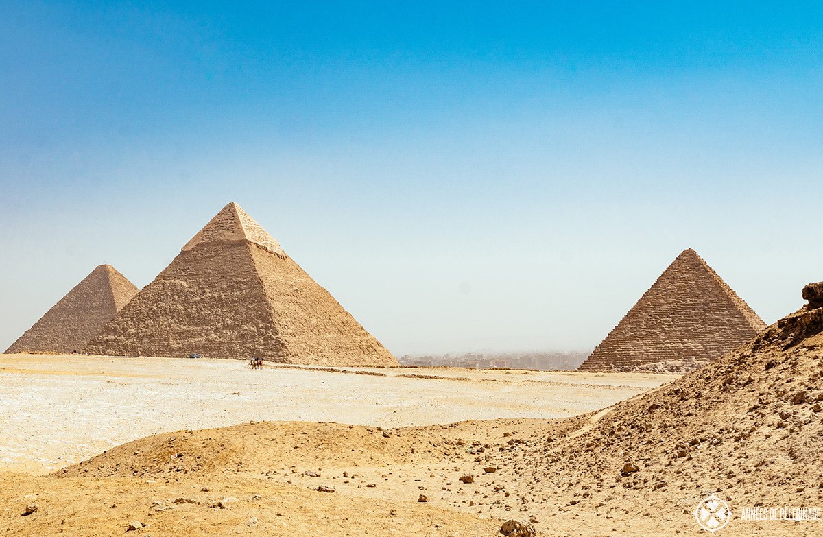 The classic panorama of the great pyramids of Giza
