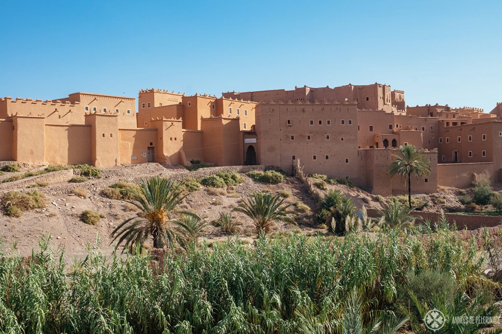 The Taourirt Kasbah in Ouarzazate as seen from afar