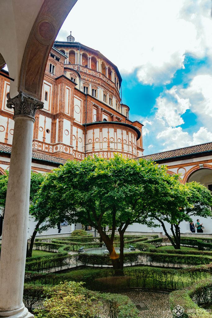 The cloister of Santa Maria delle Grazie in Milan, Italy