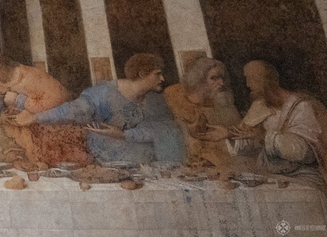 Matthew, Thaddeus and Simon in a state of agitation after they received the news on the last Supper of Leonardo da vinci