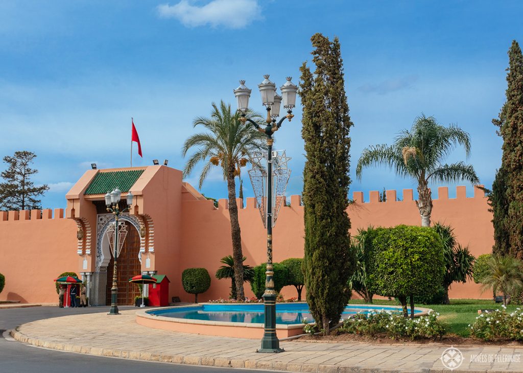 The gate of the Royal Palace in Morocco, Marrakesh. The wall along the royal Palace is quite beautiful, even though you cannot go inside