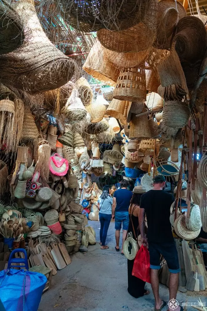 A basket souk inside the old Medina of Marrakesh, Morocco