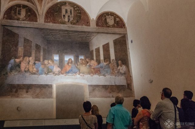 Tourists in front of the Last Supper - not the barrier in front of it