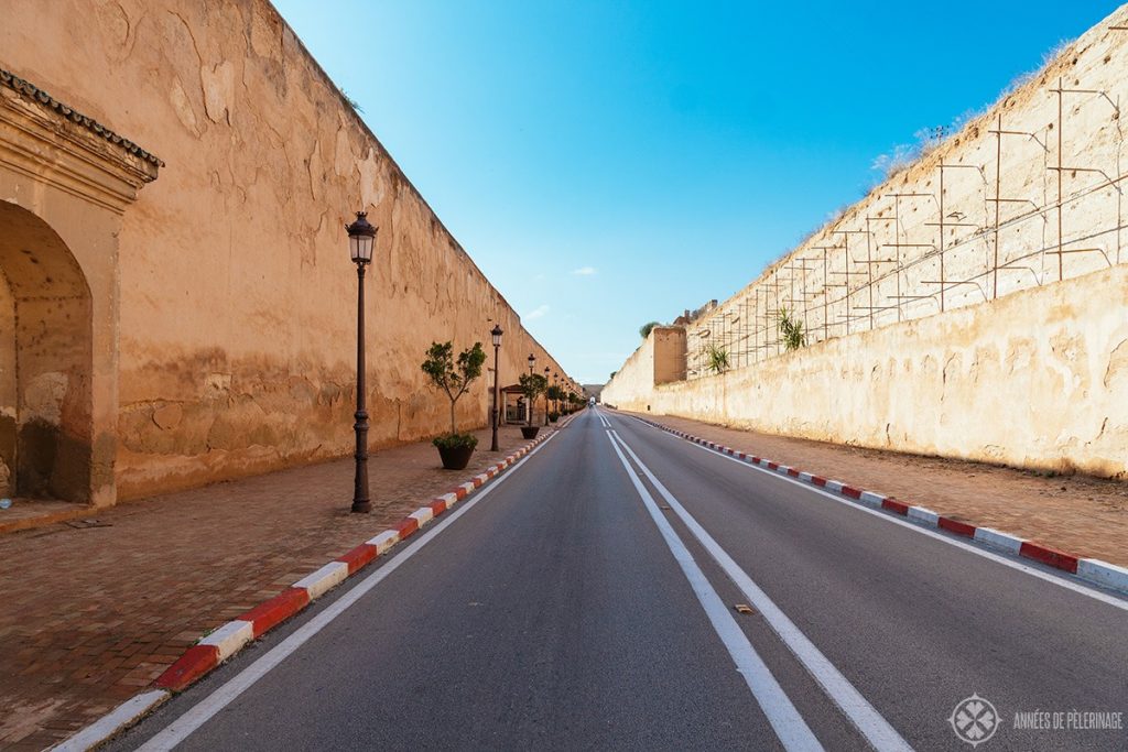 Vie along the city walls around the imperial district of Meknes, Morocco - one of the few free things to do in Meknes