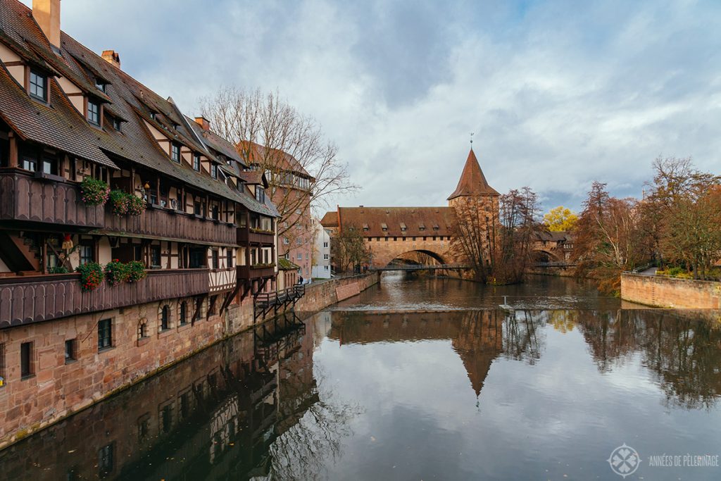 View along the river Pegnitz in Nuremberg, Germany