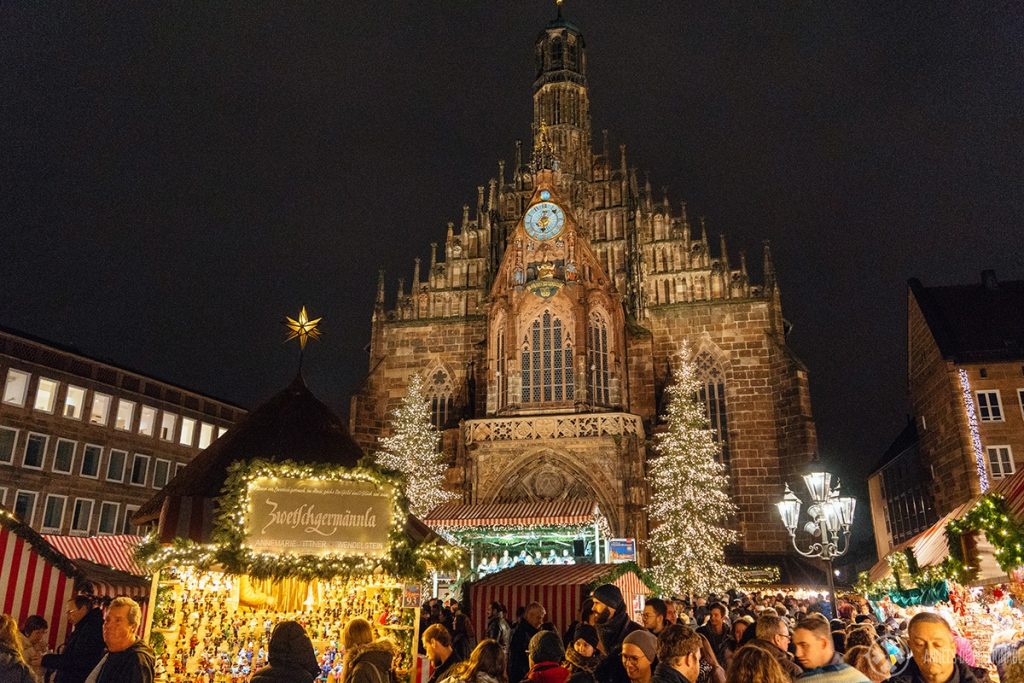 View of the Christmas market called "Christkindlesmarket" in Nuremberg, Germany
