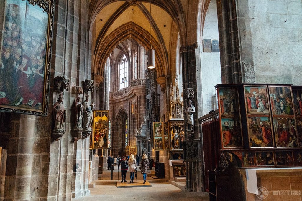 The beautiful medieval side altars of St. Lorenz church in Nuremberg Germany