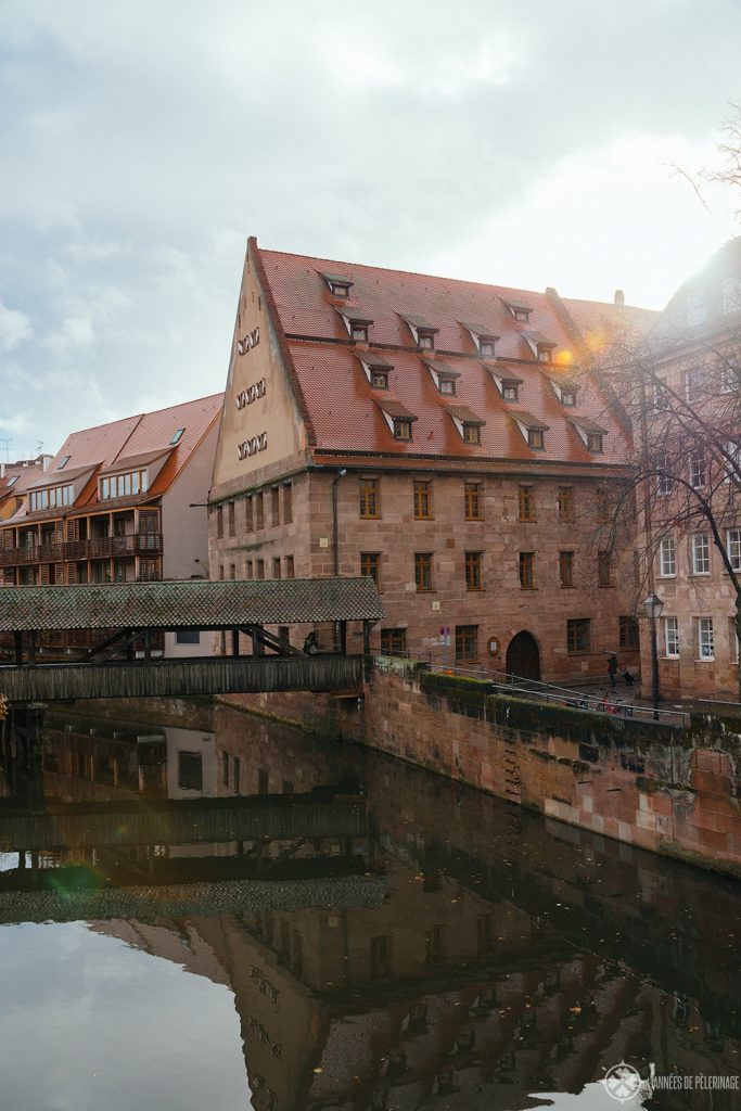 Medival buildings along the river Pegnitz in Nuremberg, Germany