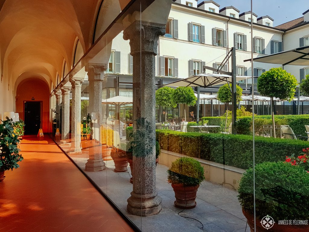 the cloister of the of the Four Seasons Hotel Milano, Italy