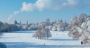 View of Munich from the Monopteros in Englische Garten in Winter