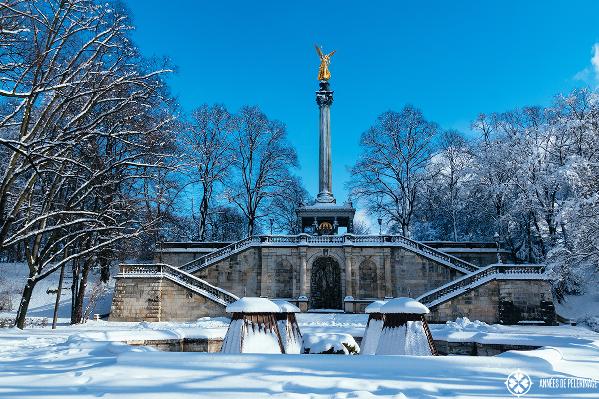 The Friedensengel (Angel of Peace) - wondering what to do in Munich in winter - go visit!