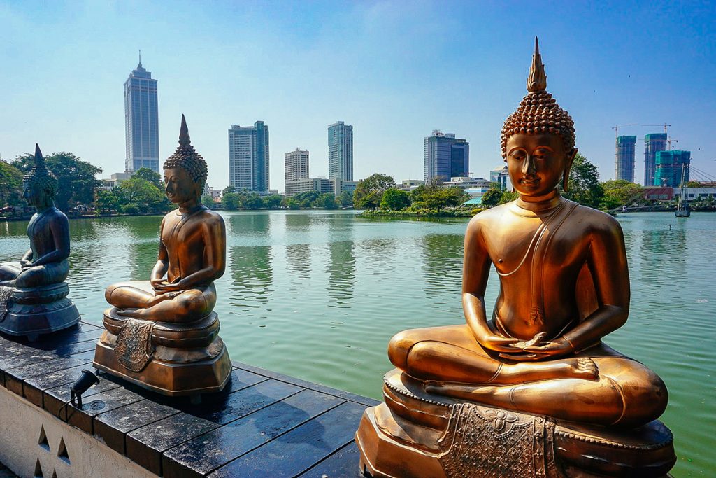 Buddha statues at Gangaramaya Temple in Colombo