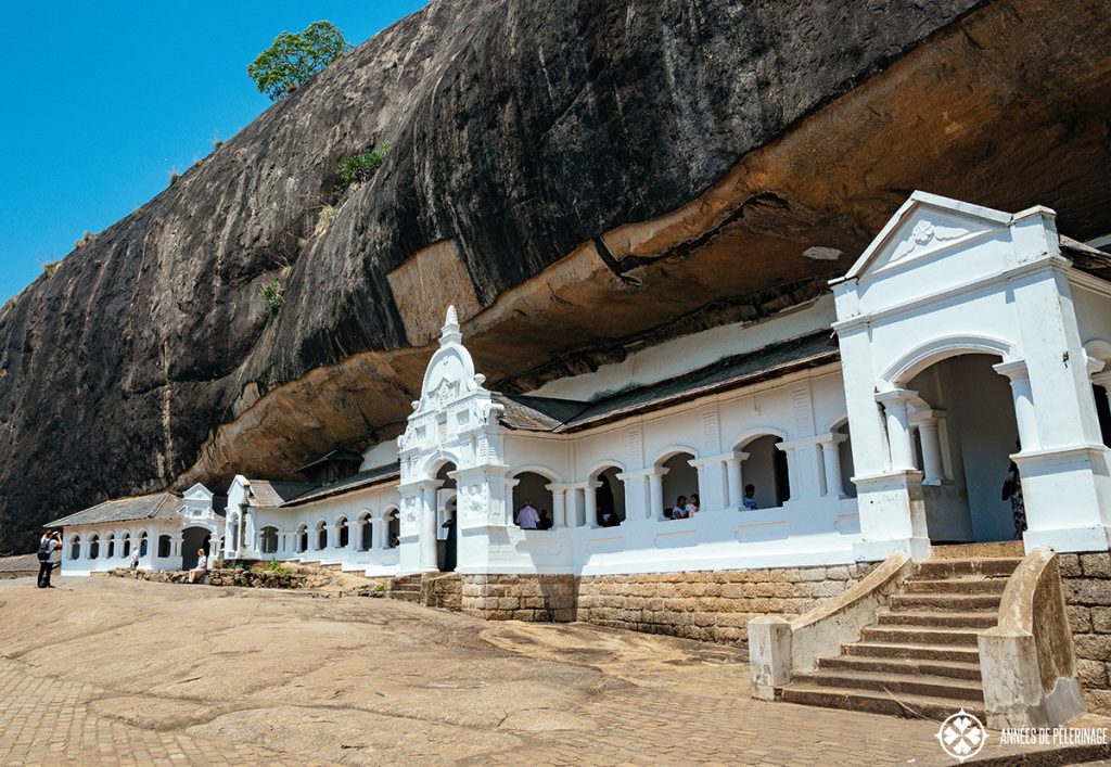 Front view of the Dambulla Cave Temple in Sri Lanka