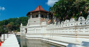 The renovated entrance of the Temple of the Tooth in Kandy where a terror attack happened in 1998