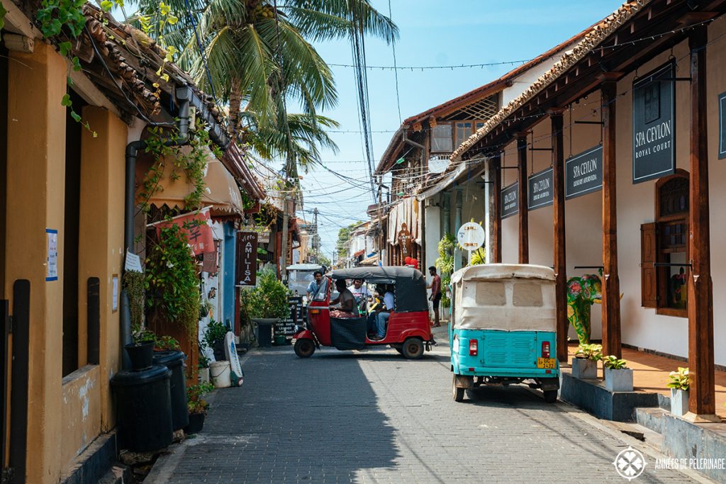 Tuk Tuks driving through the old town of Galle, Sri Lanka