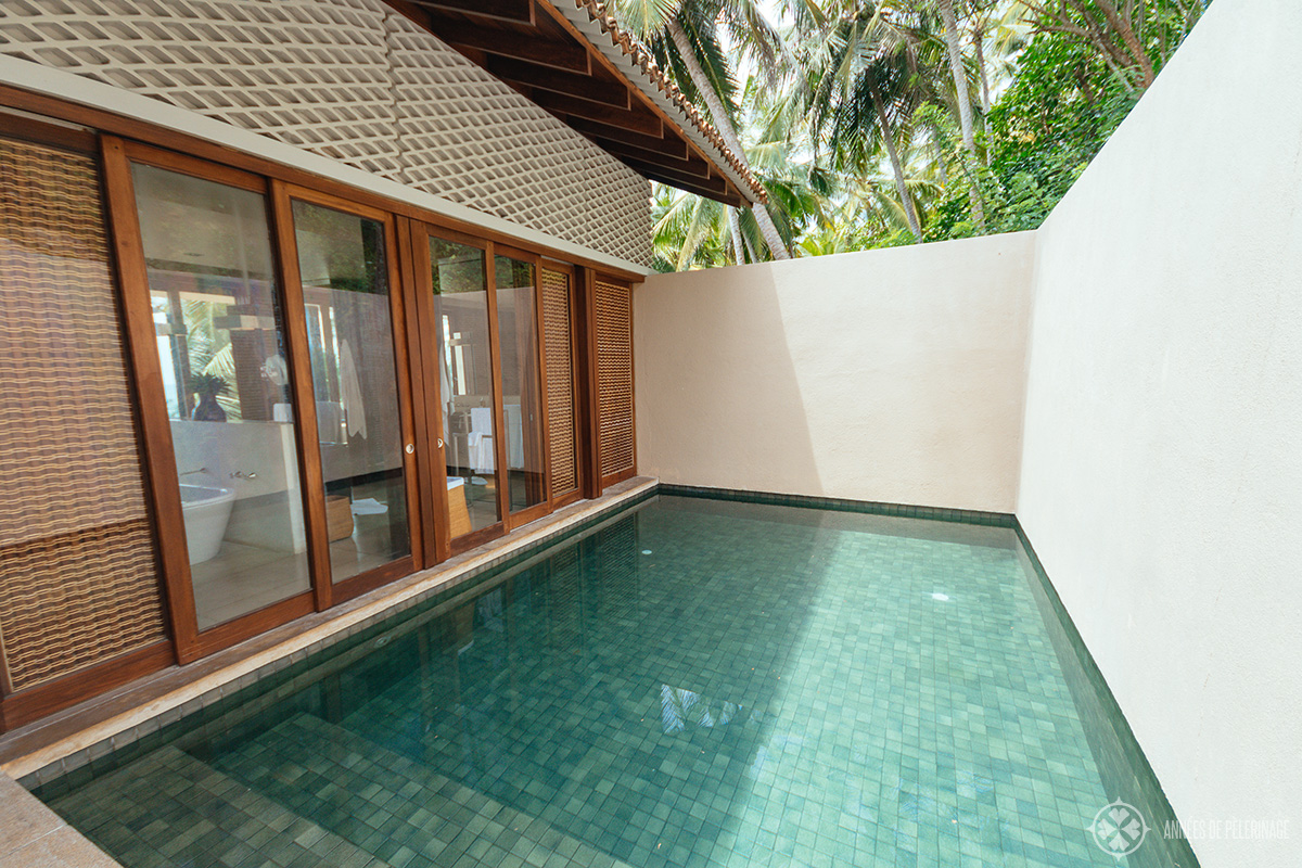 the private courtyard pool inside the villas at Amanwella luxury hotel Sri lanka