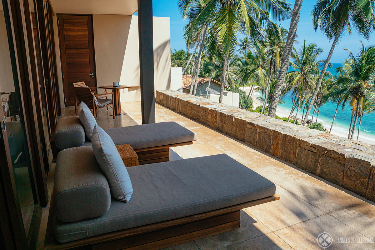 The private terrace of each villa - my Amanwella review is based on a stay at an Ocean view villa