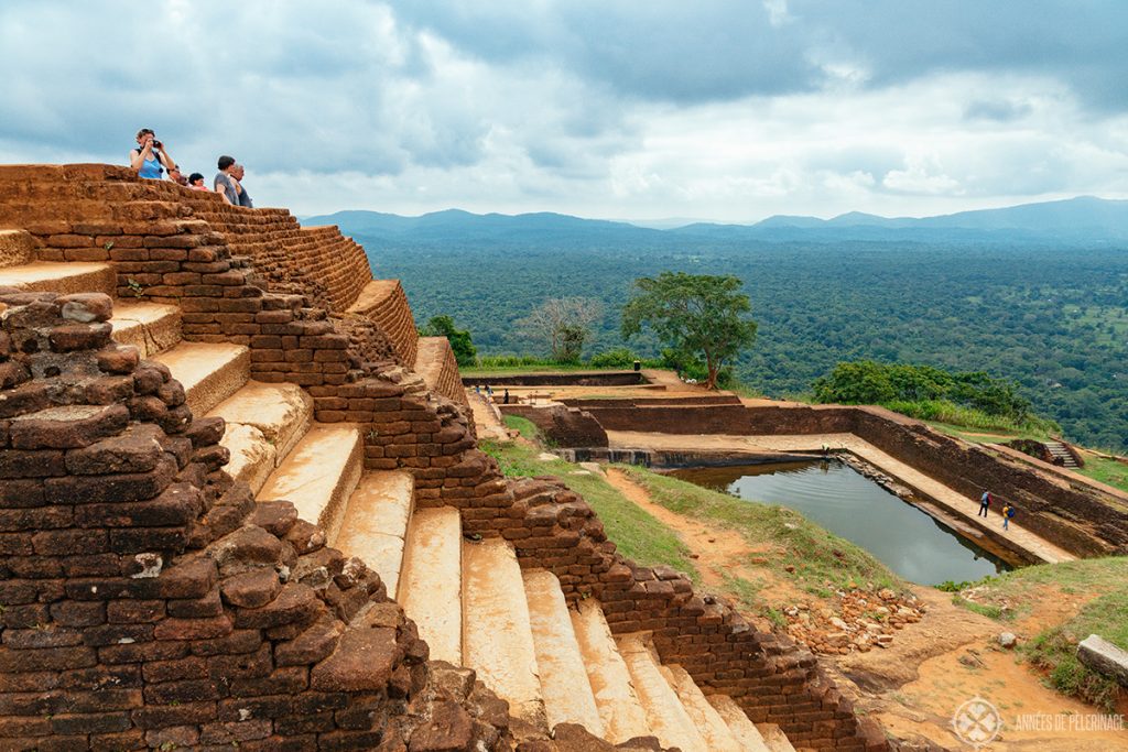 Tourists enjoying the view from the top of Sigirya - the 8th world wonder of the world