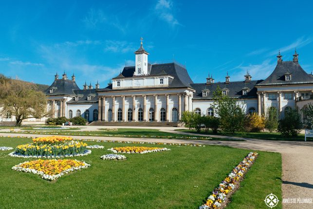 The neoclassical New Palais in Pillnitz castle, near Dresden, Germany in spring