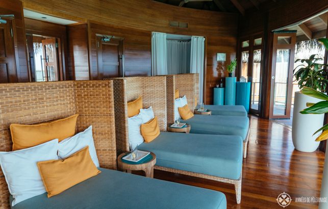 the relaxation room you enter after your massage at Uspa of Constance Halaveli 
