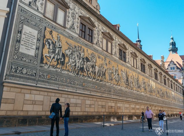 The porcelain tile Fürstenzug mural in Dresden depicting all of saxonys ruling families