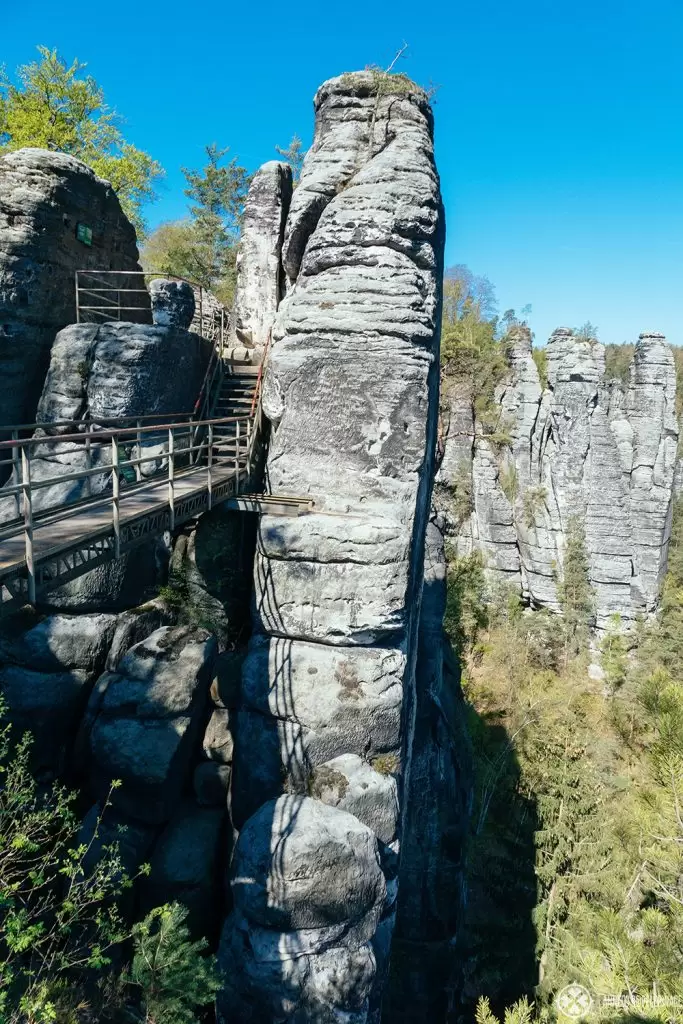 One of many iron walkways in Castle Neurathen, bastei bridge