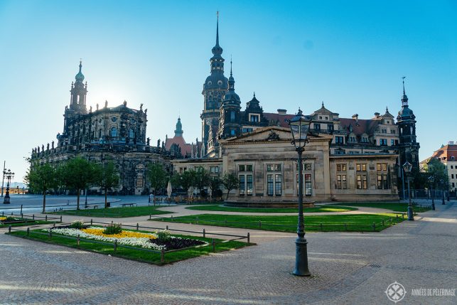 Dresden Cathedral and the City Castle as seen from the Semper oper