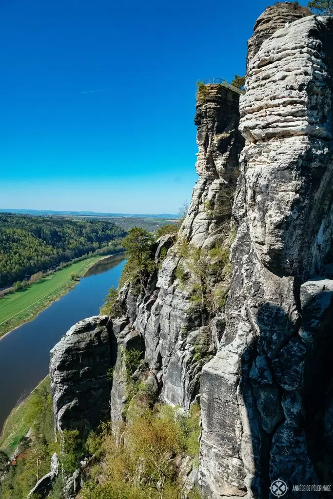 View of the River Elbe from Bastei Bridge only a short day trip from Dresden