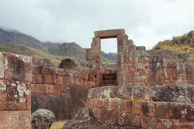 The entrance portal to the temple of the sun in Pisac, Peru