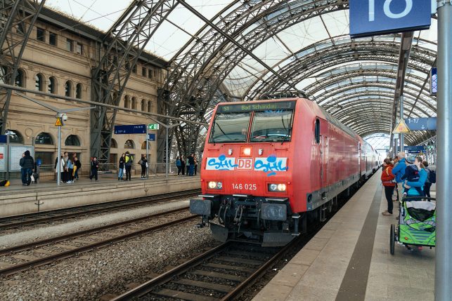 The train to Pirna from Dresden main station - the S2 leaves every 20 minutes