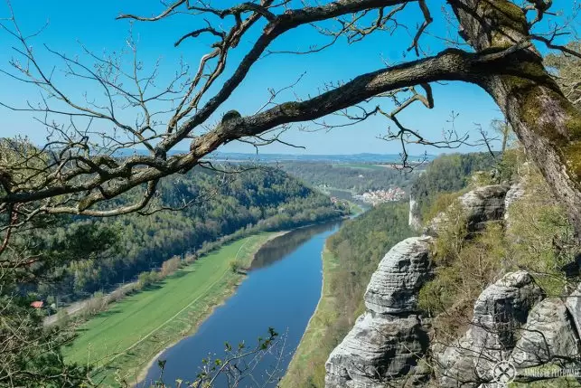 View of the River Elbe from bastei bridge