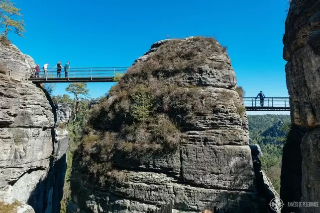 The iron walkways near Bastei Bridge in Saxon Switzerland