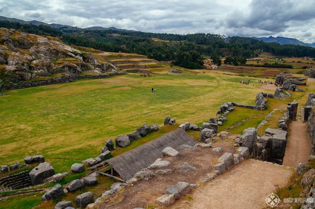 View of the central plaza of Sacsayhuamán Inca ruins in Cusco, Peru
