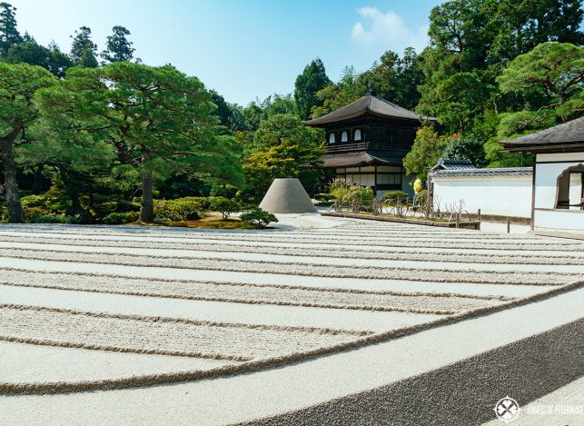 Ginkakuji temple with the rock garden in the foreground