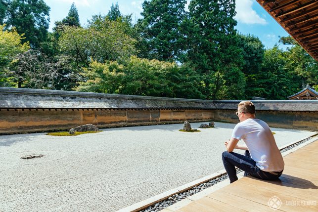 Me enjoying a zen-moment at Ryoan-ji temple in Kyoto, Japan