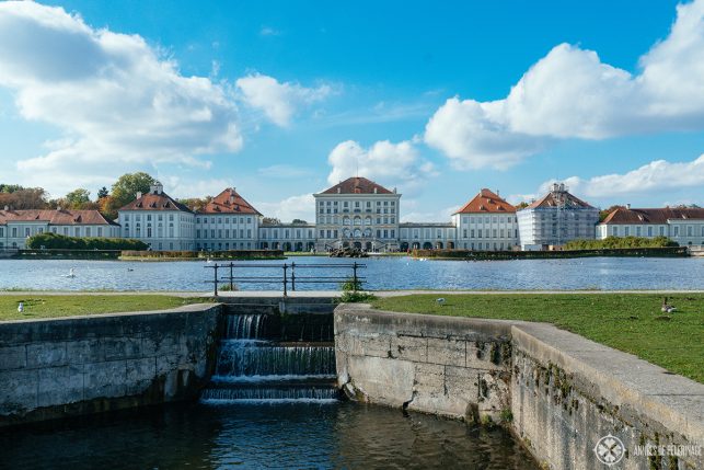 View of Nymphenburg with the artificial water channels in front