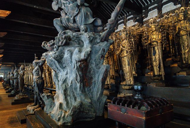 Inside the Sanjūsangen-dō temple in Kyoto where 1001 kanon statues are houses