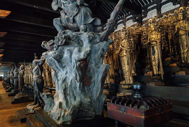 Inside the Sanjūsangen-dō  temple in Kyoto where 1001 kanon statues are houses