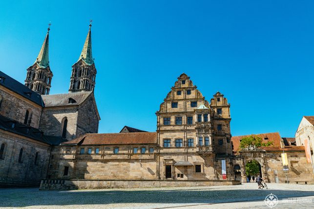 Entrance to Bamberg's Old Court (Alte Hofhaltung) next to the Cathedral