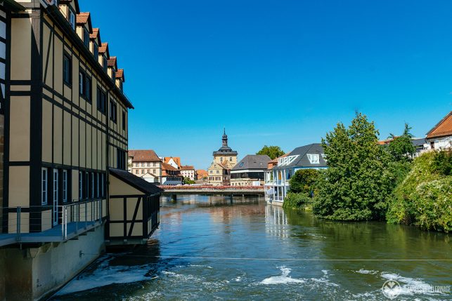 Hotel Nepomuk (on the left) with a view of the Old Town Hall in Bamberg